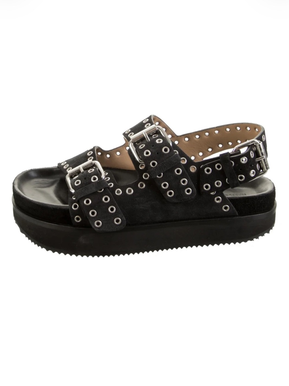 Isabel Marant Black Studded Platform Sandals - Women's Buckle Strap
